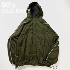 90's OLD NAVY オールドネイビー ナイロンフードジャケット フリース