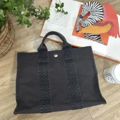HERMESエルメス　エールライントートPM　キャンバストートバッグ　グレーのサムネイル