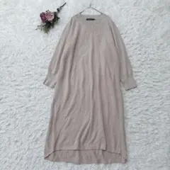 アメリカンホリック 長袖ニットワンピース コットン混 Vネック ベージュ M