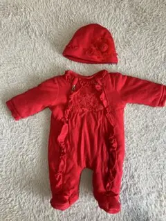 赤色刺繍付き着ぐるみと帽子セット