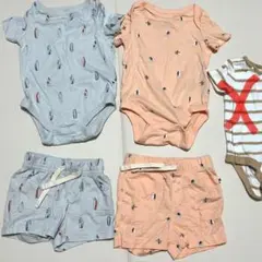 【GAP】 ロンパース　半ズボン　上下セット　60 70 双子　半袖　サーフィン