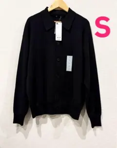新品タグ付きGUミラノリブポロカーディガン黒Sサイズブラック　ジーユー
