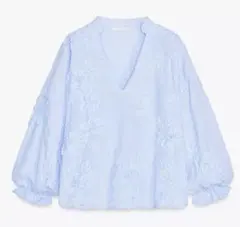 ZARA ストライプ構造ポプリンブラウス