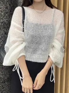 one after another NICE CLAUPホワイト ニット