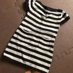 ボーダーニットワンピース　黒×グレー　70〜80 baby gap