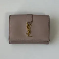 YSL ベージュ　三つ折り財布　サンローラン
