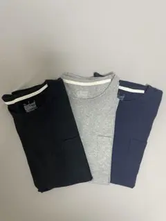 無印良品3色セット　太番手天竺編みポケット付Ｔシャツ紳士L 　黒グレーネイビー