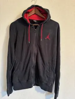 希少 90s NIKE ジョーダン フルジップパーカー 刺繍 ワンポイント黒赤.