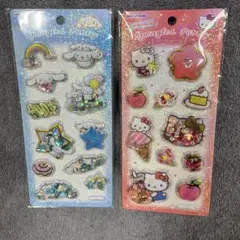 ハローキティ　シナモン　スパンコールパーティー　シール　2枚セット