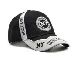 キャップ メンズ NYロゴ刺繍入り カジュアル ブラック