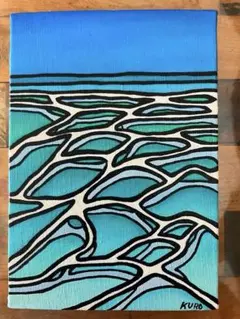 油絵 原画 海の絵 サムホール 風景画 インテリアアート KURO - メルカリ