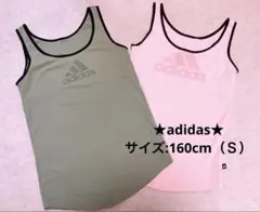 ★adidas☆カーキ色☆ピンク色☆タンクトップ☆160cm☆Sサイズ★のサムネイル