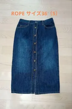 ROPÉ ボタン付きデニムタイトスカート ミディ丈