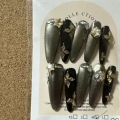 ネイルチップ 10個セット グレーと黒Mサイズ、4cm