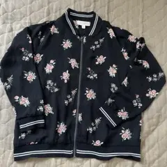 花柄 黒 ジップアップジャケット