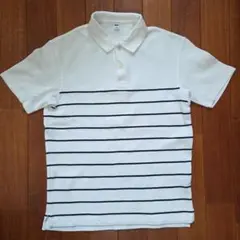 ユニクロ ホワイト ストライプ ポロシャツ Men's Sサイズ