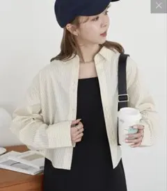 DISCOAT ストライプクロップドシャツ