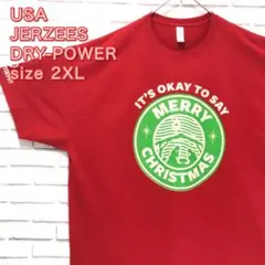 USA 古着 アメリカ JERZEES 企業ロゴ Tシャツ 2XL 赤