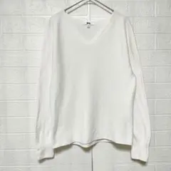 UNIQLO ユニクロ (S)　3DコットンVネックセーター