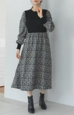 異素材 ロングワンピース