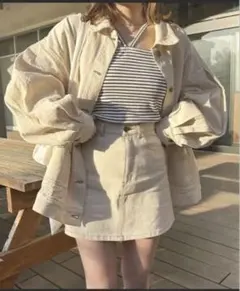 アプレジュール　パッチ付きGジャン ＆デニムスカート セットアップ