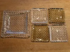 スガハラ ガラス グリッド プレート 6枚セット スクエア 大1 小5 クリア スガハラ ガラス グリッド プレート 6枚セット スクエア 大1 小5