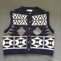 【ニットベスト】Alucedudu 幾何学模様 ニットベスト Lサイズ