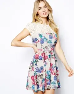 ASOS購入 花柄ワンピース 大きいサイズ UK16