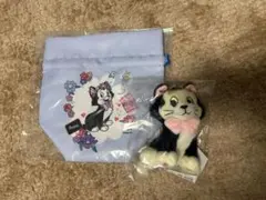 ディズニーハッピーくじ　フィガロ　B賞　ぬいぐるみチャーム　D賞　巾着ポーチ