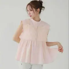 フィットモア　Fit more チュールドッキングフリルブラウス　新品