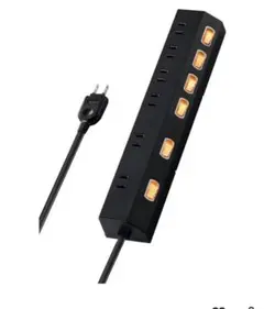 エレコム 電源タップ 雷ガード 6個口 2m ブラック ECT-2820BKのサムネイル