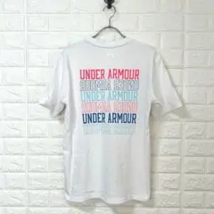 アンダーアーマー　Tシャツ　白　Mサイズ相当　スポーツ　カラフル　ブランドロゴ