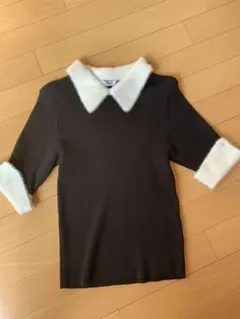 (美品)INGNI 半袖リブニットトップス フェイクファー襟