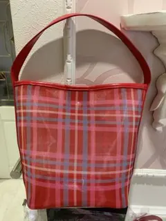 ♥️新品未使用♥️ローリーズファーム⭐️レッド チェック柄 ⭐️夏メッシュ トートバッグのサムネイル