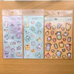 サンリオ　すりガラス風シール　ストーン付きキャンディシール　3点セット