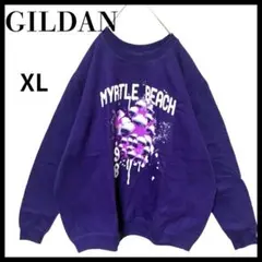 GILDAN ギルダントレーナー スエットビックプリントパープルXL