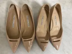 37 PELLICO パンプス ローヒール ピンクベージュ レザー 24 - メルカリ