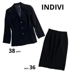 美品 INDIVI ブラックフォーマル スーツ ジャケット38 スカート69