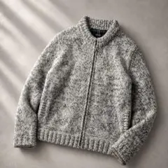 BURBERRY BLACK LABEL ニットブルゾン グレー ラビットファーのサムネイル