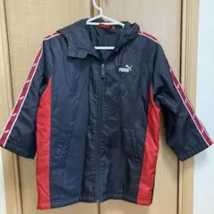 PUMA フード付きベンチコート 130サイズ 黒/赤