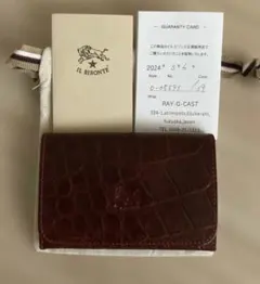 IL BISONTE イルビゾンテ カードケース　クロコ型押　ワインレッド