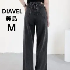 【タグ付】DIAVEL バックレースアップデニムワイドパンツ ブラックM Y2K