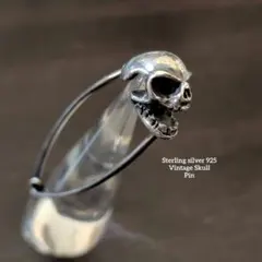 925刻印　シルバースカル安全ピン　クリップ　ドクロ　骸骨　チャーム　ブローチ