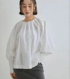 2605035 CLANE MESH FORM SLEEVE BLOUSE 白 | Mercari