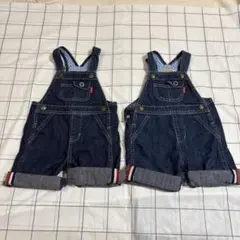 miki HOUSE デニムオーバーオール Mサイズ　80-90 サロペット双子