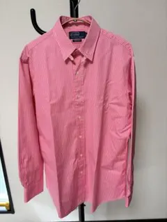 Ralph Lauren 赤と白のストライプ ピンクの長袖シャツ タブカラー