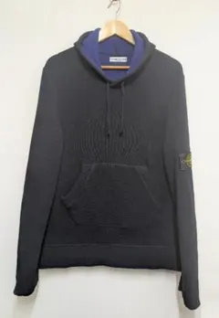 美Used・STONE ISLAND・ニットプルオーバーパーカー・濃紺×青・L