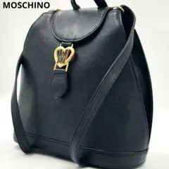【美品 高級◎】モスキーノ リュックサック 本革 ゴールド金具 ビジネス
