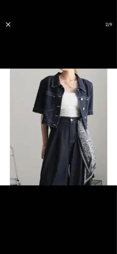 スリットデニムジャケット　ワイドパンツ　セットアップ