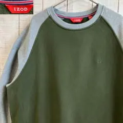 アイゾッド IZOD 古着　長袖　ラグラン　スウェット 裏起毛　刺繍　アメカジ